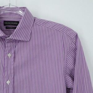Ralph Lauren Black Label Shirt Mens 16 Purple Striped Tailored Fit Made In Italy